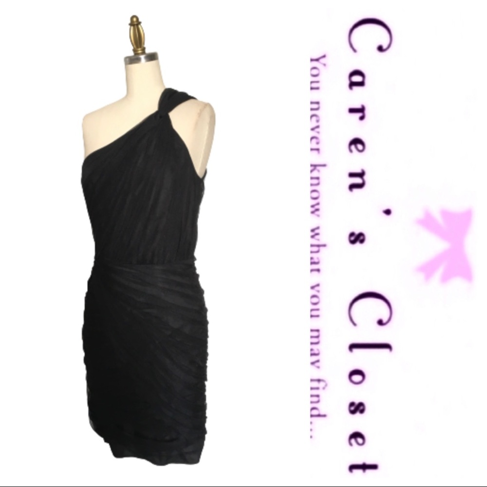 Armani Exchange Black Mesh One Shoulder Mini Dress - Picture 2 of 5